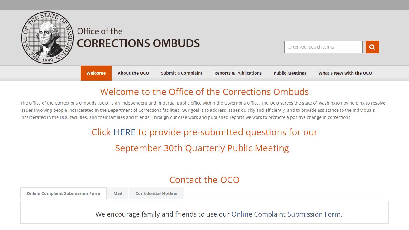 Corrections Ombuds | - Washington